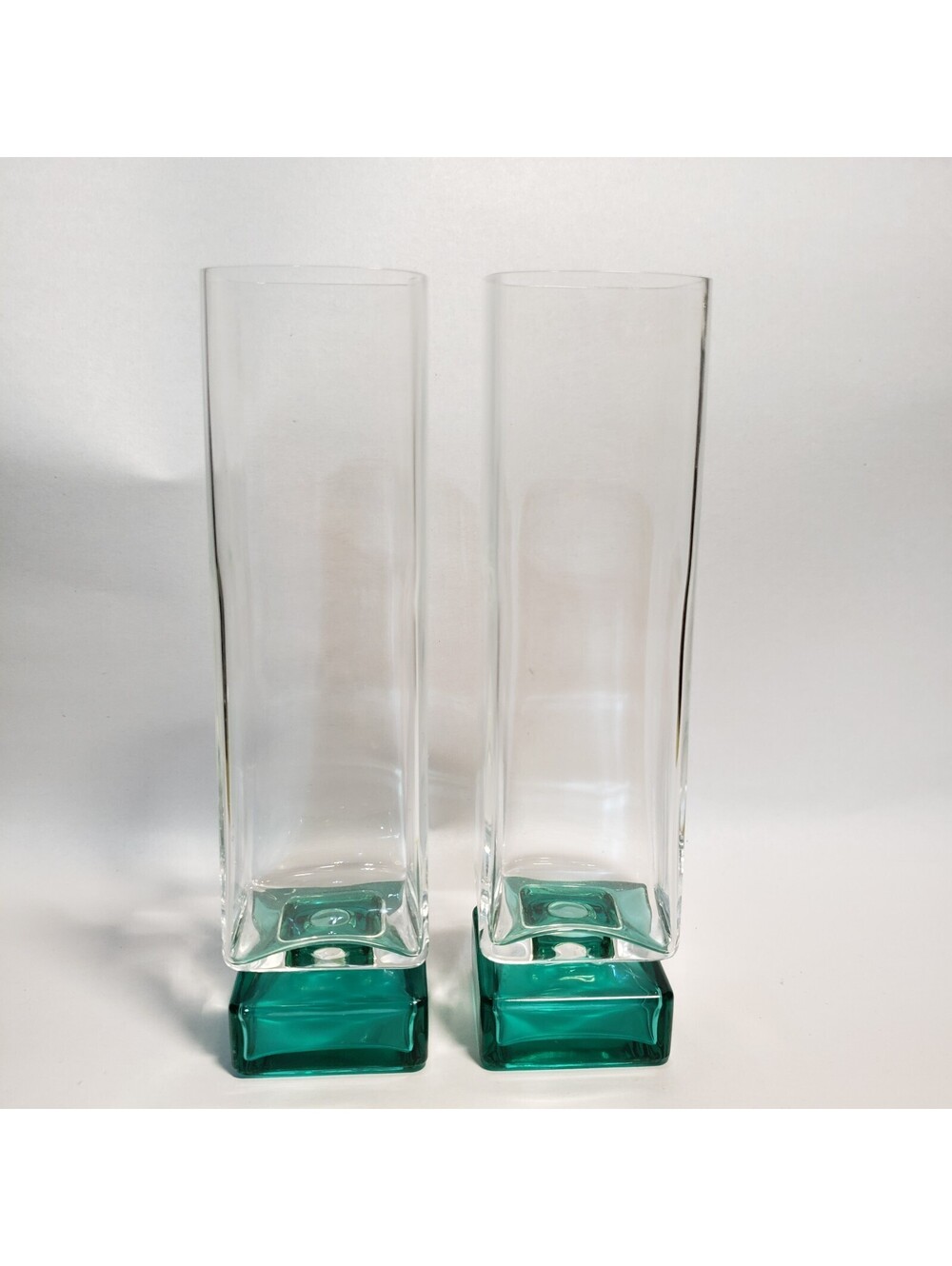 2 Luigi Bormioli Van Gogh Aqua Green Base Highball Square Glass